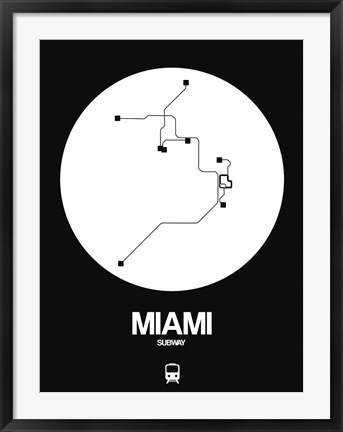 Framed Miami White Subway Map Print