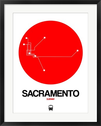 Framed Sacramento Red Subway Map Print