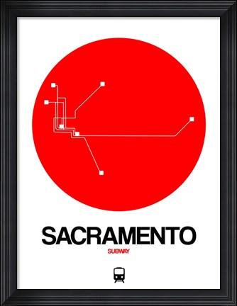 Framed Sacramento Red Subway Map Print