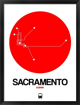 Framed Sacramento Red Subway Map Print