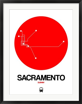 Framed Sacramento Red Subway Map Print