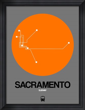 Framed Sacramento Orange Subway Map Print