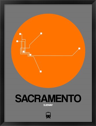 Framed Sacramento Orange Subway Map Print