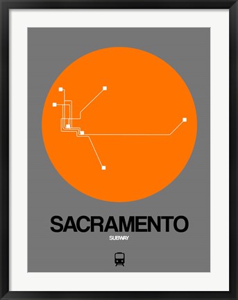 Framed Sacramento Orange Subway Map Print