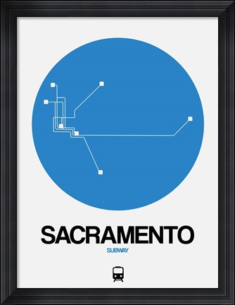Framed Sacramento Blue Subway Map Print