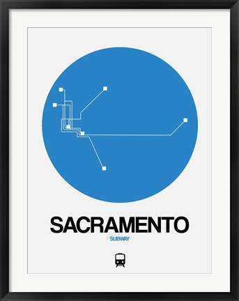 Framed Sacramento Blue Subway Map Print