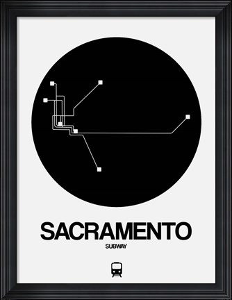 Framed Sacramento Black Subway Map Print