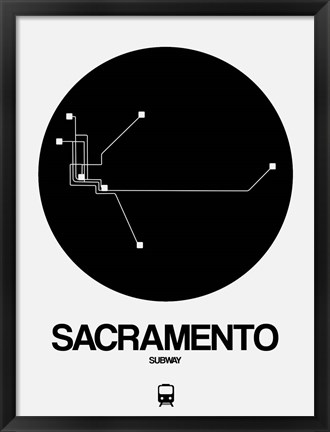 Framed Sacramento Black Subway Map Print