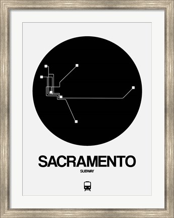 Framed Sacramento Black Subway Map Print