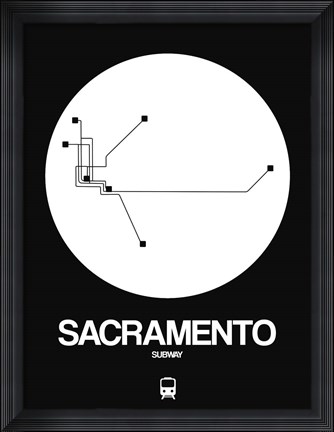 Framed Sacramento White Subway Map Print