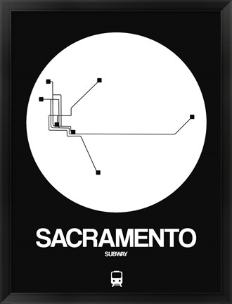 Framed Sacramento White Subway Map Print