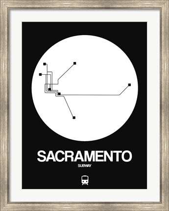 Framed Sacramento White Subway Map Print