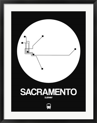 Framed Sacramento White Subway Map Print