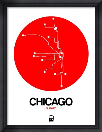 Framed Chicago Red Subway Map Print