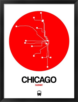Framed Chicago Red Subway Map Print