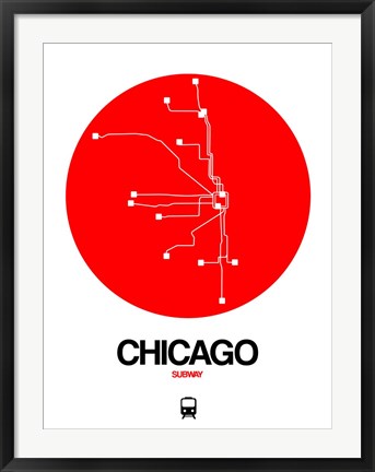 Framed Chicago Red Subway Map Print