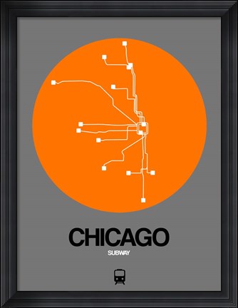 Framed Chicago Orange Subway Map Print