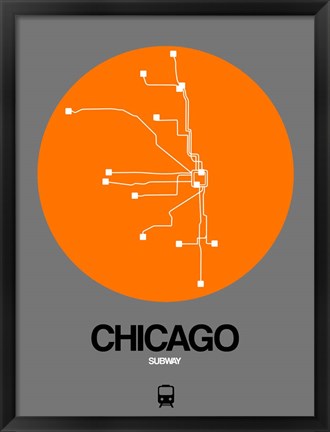 Framed Chicago Orange Subway Map Print