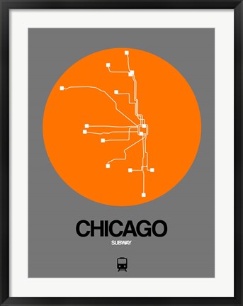 Framed Chicago Orange Subway Map Print