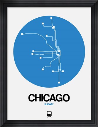 Framed Chicago Blue Subway Map Print