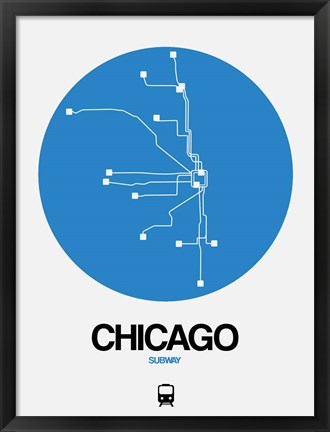 Framed Chicago Blue Subway Map Print