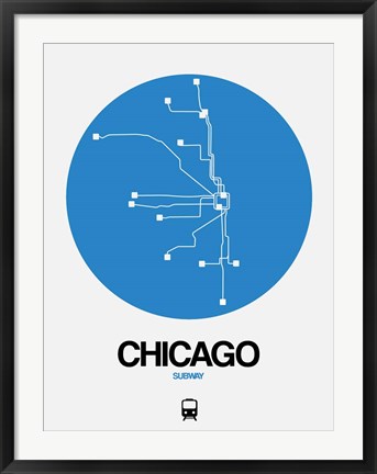 Framed Chicago Blue Subway Map Print