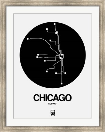 Framed Chicago Black Subway Map Print