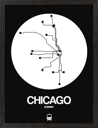 Framed Chicago White Subway Map Print