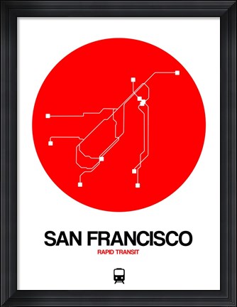 Framed San Francisco Red Subway Map Print