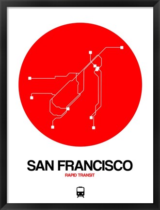 Framed San Francisco Red Subway Map Print