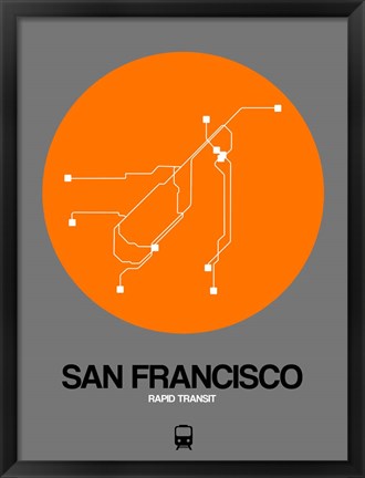 Framed San Francisco Orange Subway Map Print