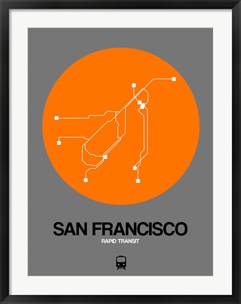 Framed San Francisco Orange Subway Map Print