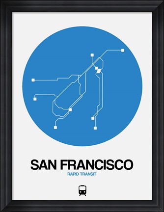 Framed San Francisco Blue Subway Map Print