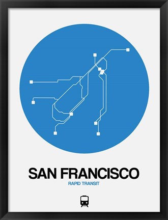 Framed San Francisco Blue Subway Map Print