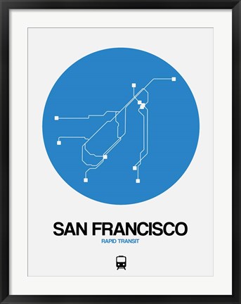 Framed San Francisco Blue Subway Map Print