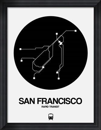 Framed San Francisco Black Subway Map Print