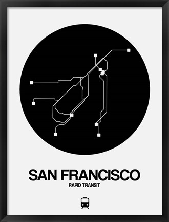 Framed San Francisco Black Subway Map Print