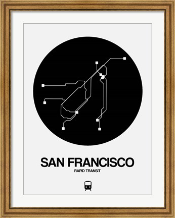 Framed San Francisco Black Subway Map Print