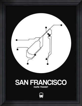 Framed San Francisco White Subway Map Print