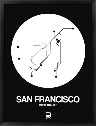 Framed San Francisco White Subway Map Print