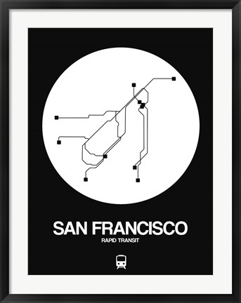 Framed San Francisco White Subway Map Print