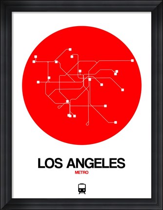 Framed Los Angeles Red Subway Map Print