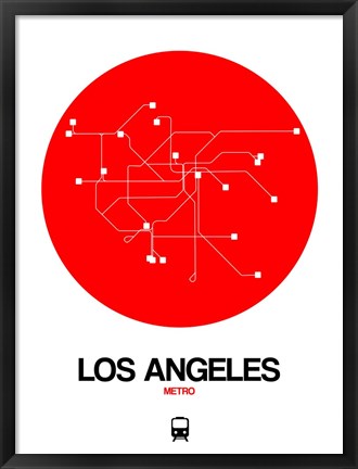 Framed Los Angeles Red Subway Map Print