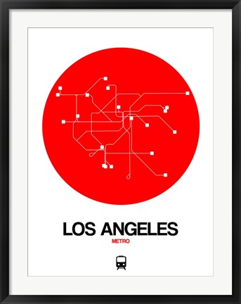 Framed Los Angeles Red Subway Map Print