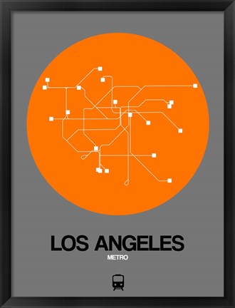 Framed Los Angeles Orange Subway Map Print