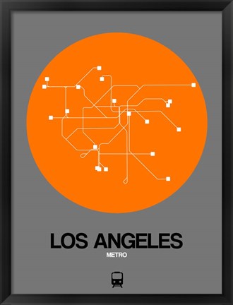Framed Los Angeles Orange Subway Map Print
