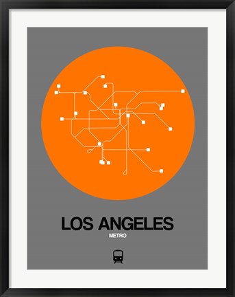 Framed Los Angeles Orange Subway Map Print