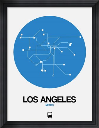 Framed Los Angeles Blue Subway Map Print