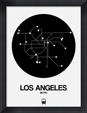 Framed Los Angeles Black Subway Map Print