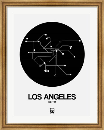 Framed Los Angeles Black Subway Map Print
